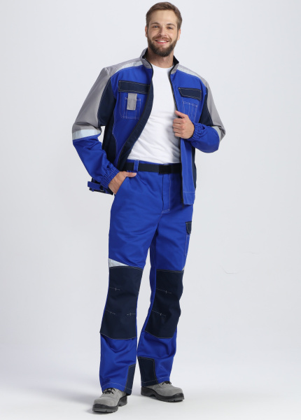 Костюм ВЕКТРОН-1 с БР (васильковый/т.синий/серый)
