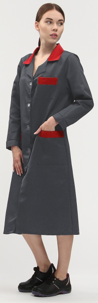 Халат ТЕХНОЛОГ женский (т.серый/красный)