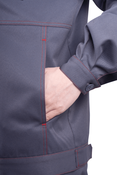 Костюм КМ-10 ЛЮКС жен. летний с БР (серый/красный)