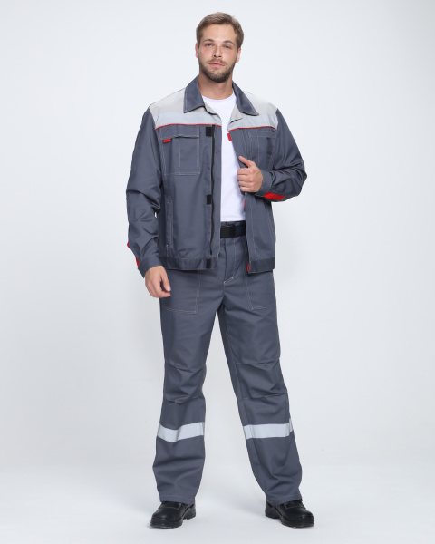 Костюм ФЛОФТ-1 ПРЕМИУМ СОП UZ с БР (т.серый/серый/красный)