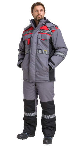 Костюм RONTA KS581 зимний с СОП (т.серый/красный/черный)