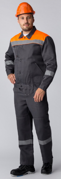 Костюм ЛИГОР-1 СОП ЛЕОН с БР (т.серый/оранжевый)