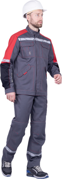 Куртка ХАЙ-ТЕК SAFETY (серый/чёрный/красный)