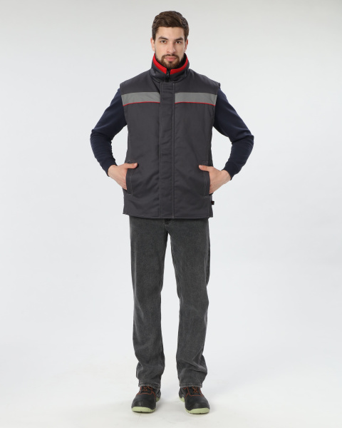 Жилет ГРЕЙ зимний (серый/красный)