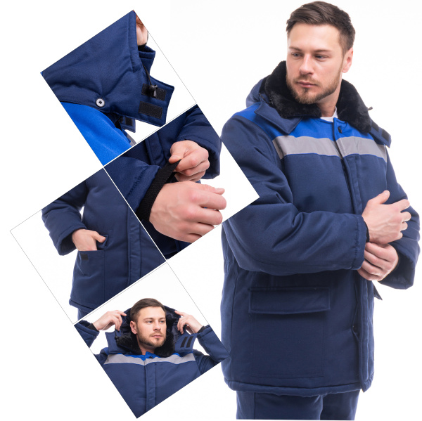 Куртка БРИГАДИР зимняя с манжетами с СОП (т.синий/васильковый)