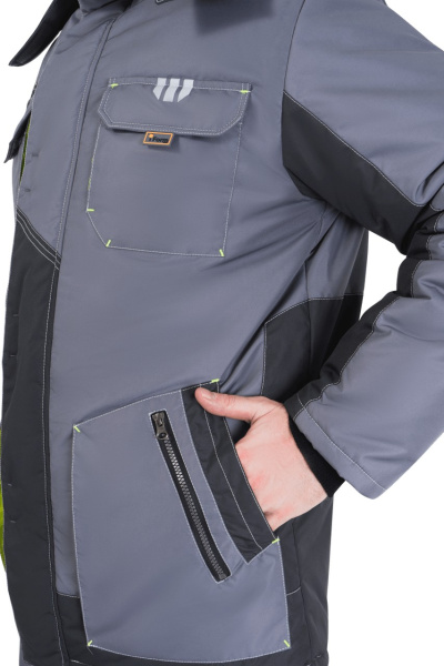 Куртка ЭДВАНС ИМПОРТ зимняя (серый/т.серый/лимонный)