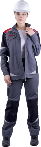Куртка ТУРБО SAFETY женская (серый/чёрный/красный)