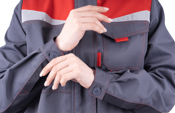 Костюм КМ-10 ЛЮКС жен. летний с БР (серый/красный)