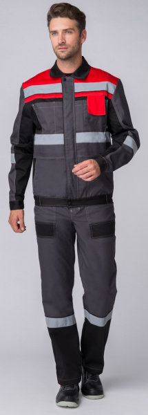 Костюм ВИВАТ-2 ПРЕМИУМ с ПК (серый/черный/красный)