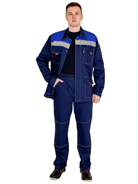 Костюм СТРОИТЕЛЬ СОП с БР (синий/васильковый)