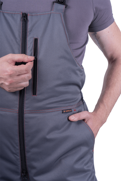 Костюм КМ-10 ЛЮКС зимний 3-4 класс c ПК (серый/красный)