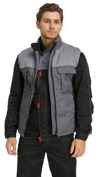 Жилет RONTA JT3086 зимний (т.серый/св.серый/черный)