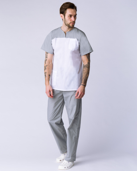 Костюм СТОМАТОЛОГ (серый/белый)