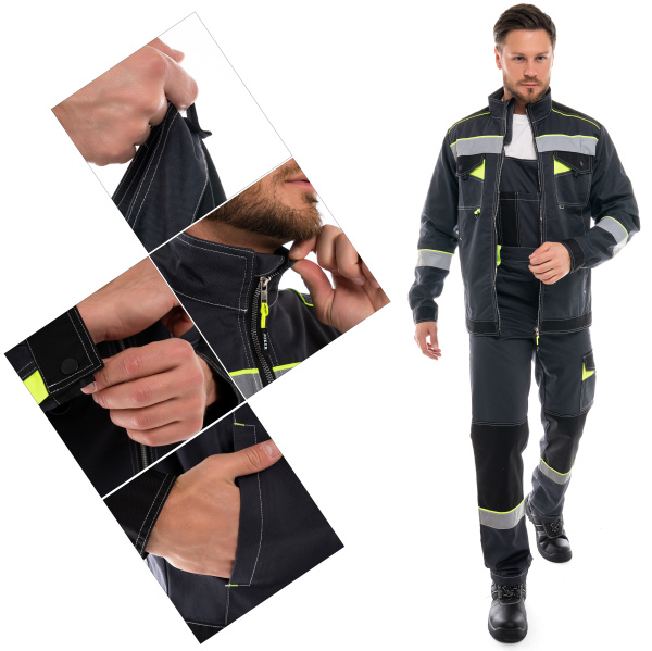 Костюм КОРВЕТ КОТТОН КП2 с КП (т.серый/черный/лимон)