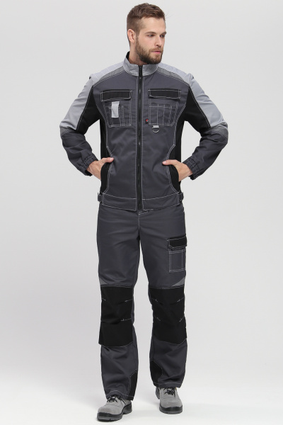 Костюм ВЕКТРОН-2 с ПК (т.серый/св.серый/черный)