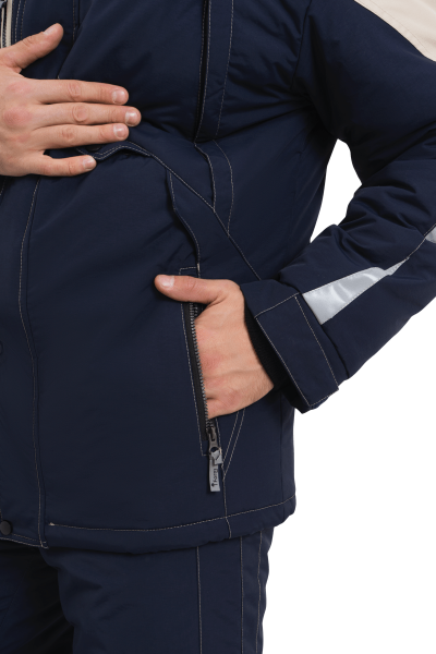 Куртка ХАЙ-ТЕК зимняя (синий/бежевый)