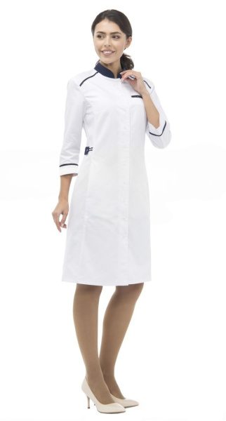 Халат НЭВИ LL1113 женский (белый/синий)