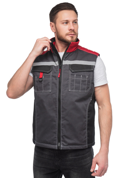 Жилет ФОРМУЛА зимний с СОП (т.серый/красный)