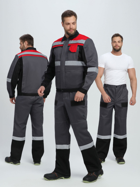 Костюм ВИВАТ-1 ПРЕМИУМ IMP с БР (т.серый/черный/красный)