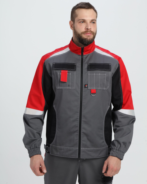 Костюм ВЕКТРОН-2 МВО с ПК (серый/черный/красный)