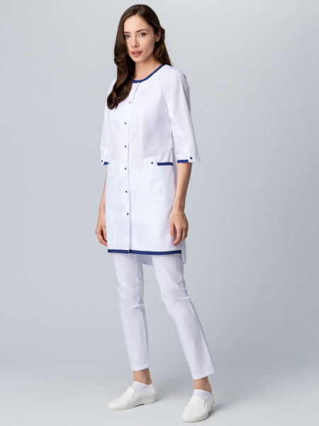 Халат СИМПЛ-003 женский (белый/синий)