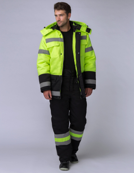 Костюм ДОРОЖНИК зимний с БР (лимонный/черный)