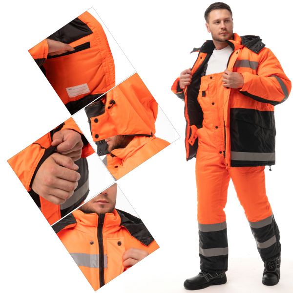 Костюм МЕТЕО зимний с ПК (оранжевый/черный)