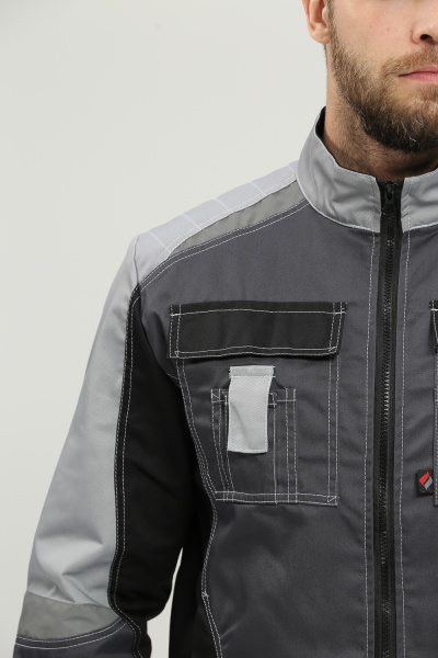 Костюм ВЕКТРОН-2 с ПК (т.серый/св.серый/черный)