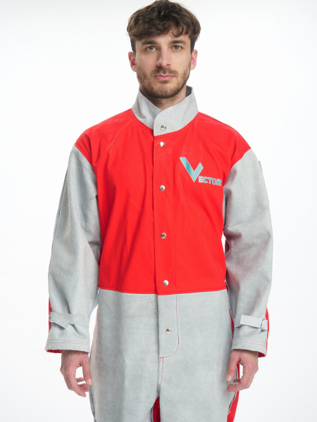 Комбинезон пескоструйщика VECTOR (серый/красный)