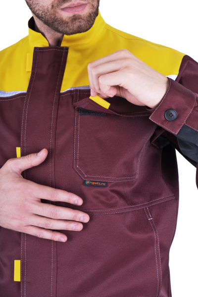 Костюм КМ-10 ЛЮКС с ПК (бордовый/желтый/черный)