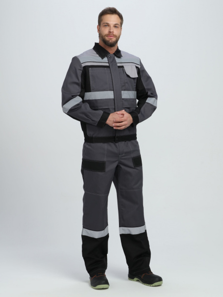 Костюм ВИВАТ-1 ПРЕМИУМ СН МВО с БР (т.серый/черный/св.серый)