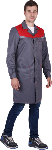 Халат КМ-10 ЛЮКС (серый/красный)