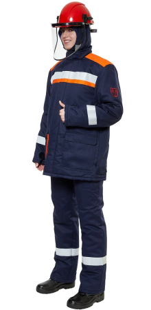 Костюм СП08-З/V-2 женский зимний защитный от электродуги с БР (оранжевый/т.синий)