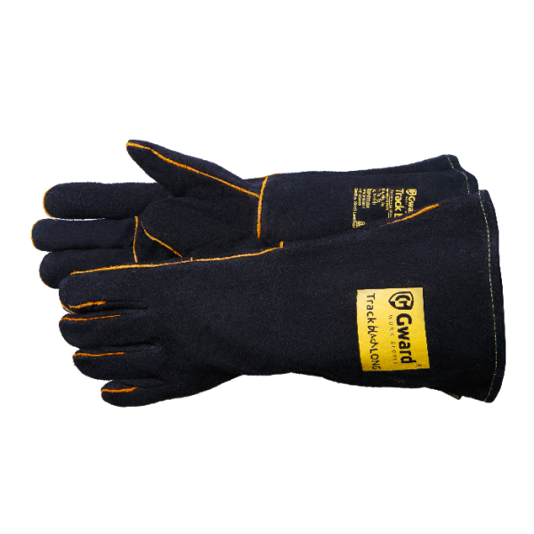 Краги TRACK BLACK LONG из спилка с широким раструбом (черный)