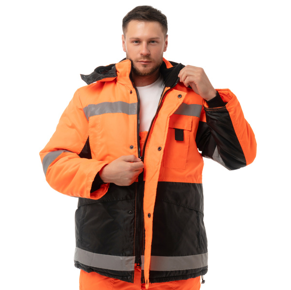Костюм МЕТЕО зимний с ПК (оранжевый/черный)