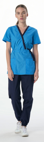 Костюм MEDLINE СИМПЛ-001 женский с БР (т.синий/ярко-голубой)