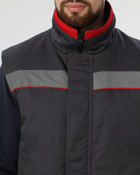 Жилет ГРЕЙ зимний (серый/красный)