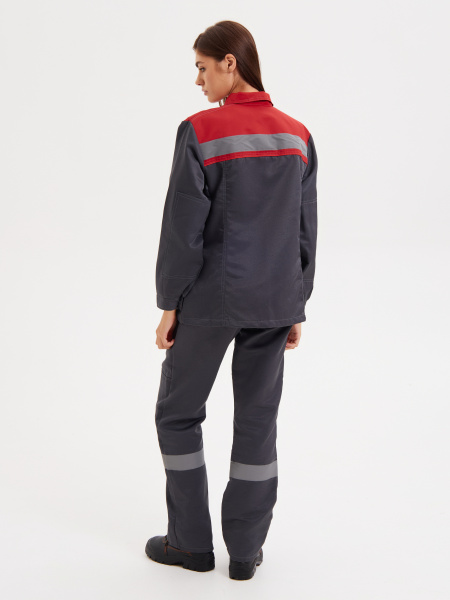 Костюм НОВА женский с БР (т.серый/красный)