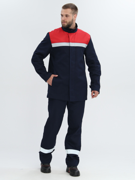 Костюм сварщика ВЕЛДСВАР-СОП 1 кл.защиты с БР (т.синий/красный)