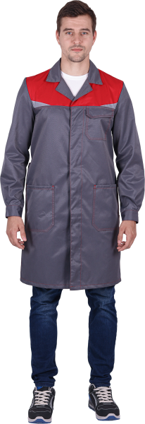 Халат КМ-10 ЛЮКС (серый/красный)