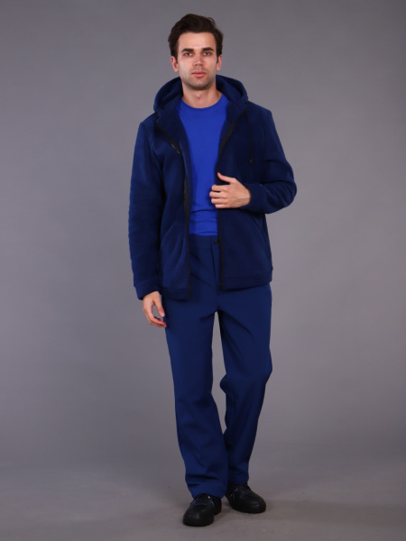 Куртка с капюшоном флисовая (т.синий)