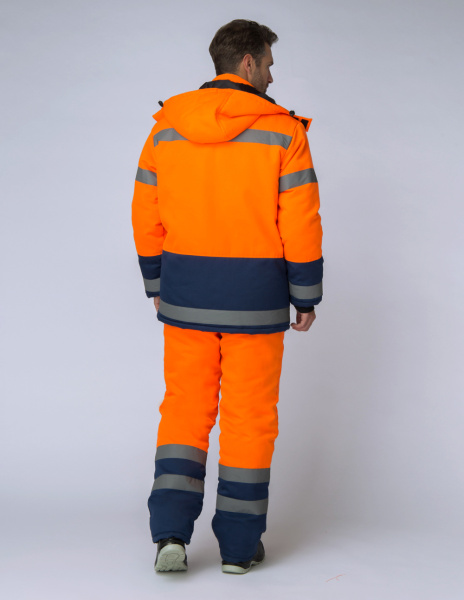 Костюм ДОРОЖНИК зимний с БР (оранжевый/т.синий)