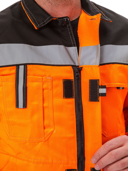 Костюм ПРОТЕКТ-ЛЮКС сигнальный с ПК (оранжевый/черный)