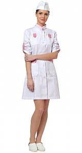 Халат Имидж белый с розовой отделкой женские медицинские