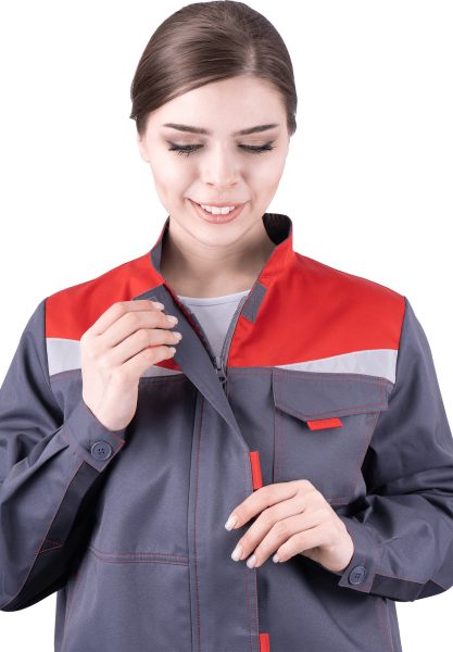 Костюм КМ-10 ЛЮКС жен. летний с БР (серый/красный)