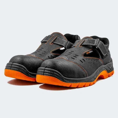 Сандалии ПУ/ТПУ с КП (черный/оранжевый)