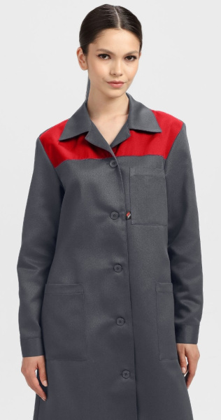 Халат ЛИГОР женский (т.серый/красный)