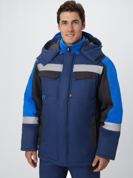 Костюм ВЕКТРОН-2 СОП зимний с ПК (т.синий/черный/васильковый)