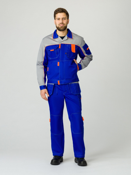 Костюм СОЮЗ-ПРОФЕССИОНАЛ-2 с ПК (васильковый/св.серый/оранжевый)