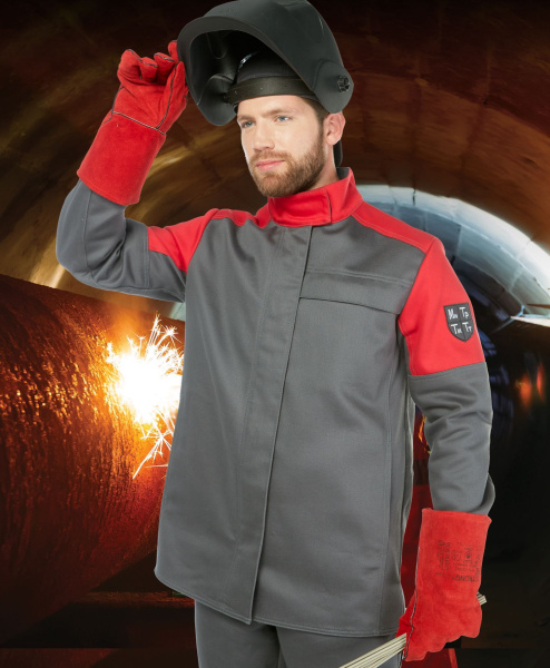 Костюм сварщика БАКЛЕР с ПК (серый/красный)